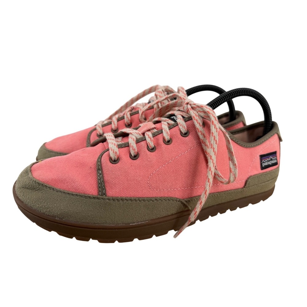 Patagonia Activist Canvas Sneakers Coral Pink Olive Green Womens 9.5 T11294